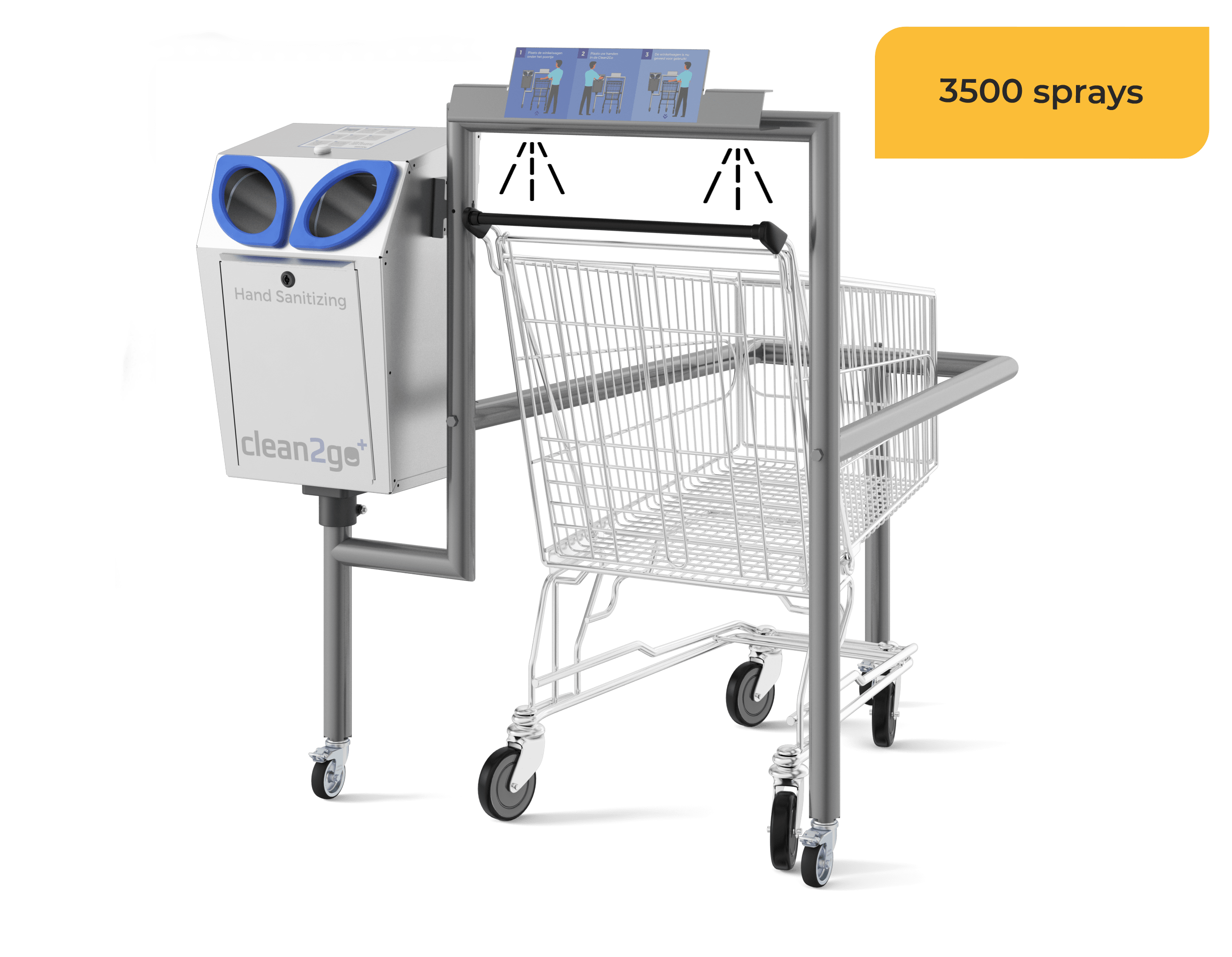 Shopping cart sanitizing station